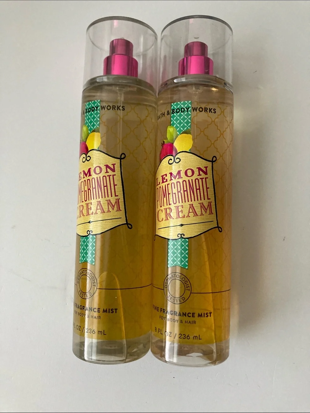 2 Bath & Body Works Lemon Pomegranate Cream Mist Dermatologist Tested 8 oz Lot